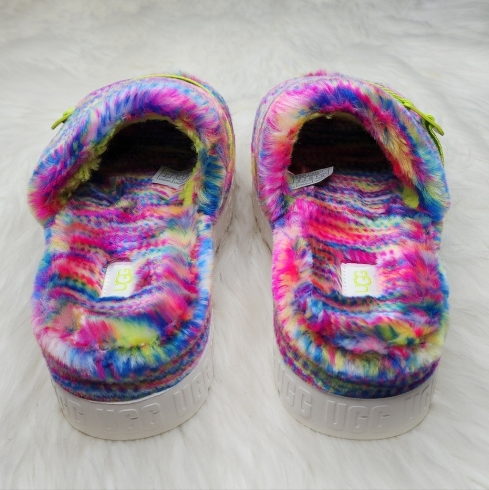 UGG Fluffita Slipper Sandals White Pixelate Multi Color Rainbow - Picture 11 of 16